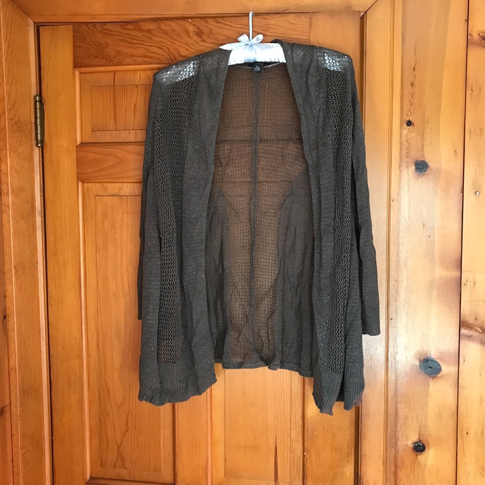 Alfani Open Knit Cardigan in Olive Green